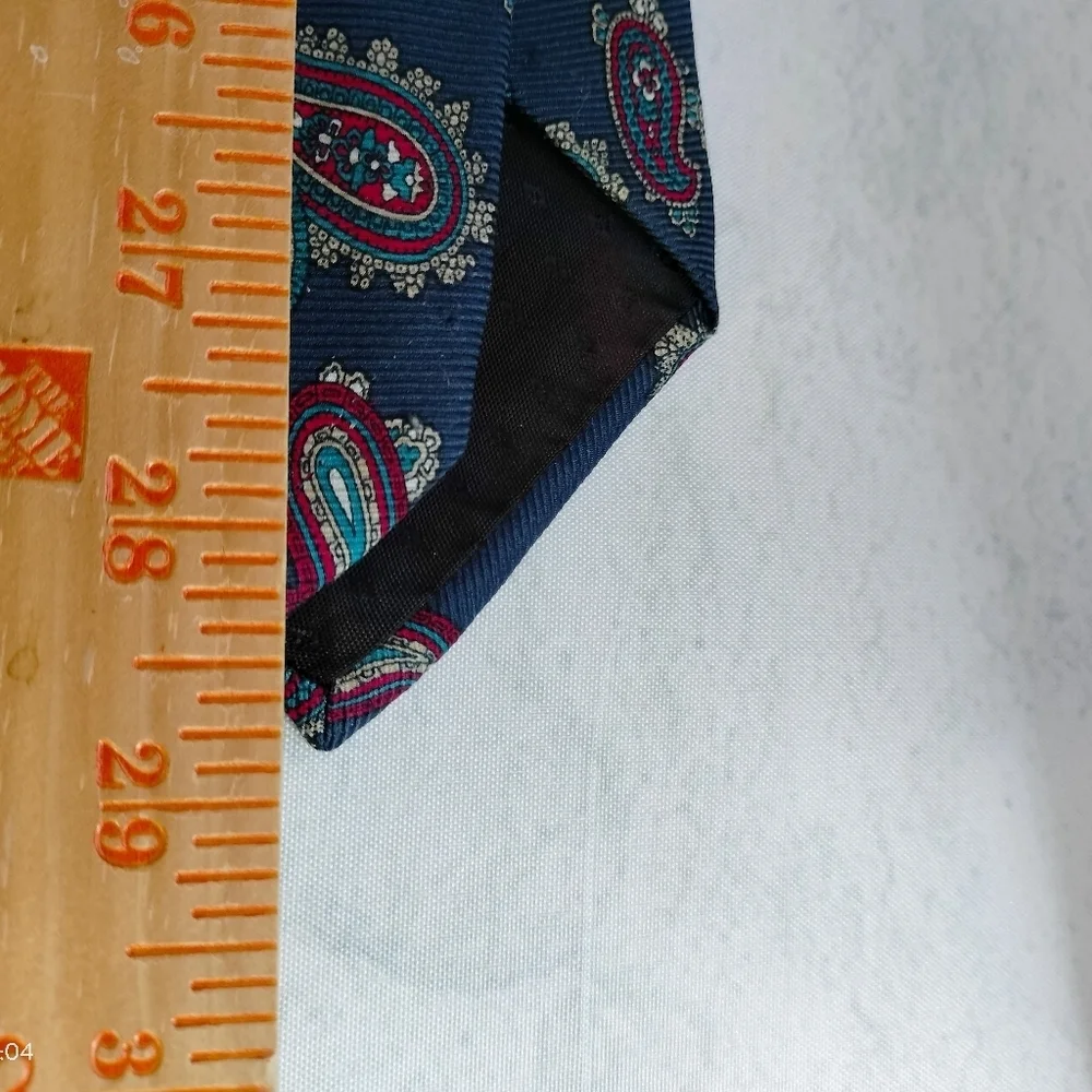 Johnny Carson Vintage Silk Tie Necktie Blue Red Small Paisley Formal Business
